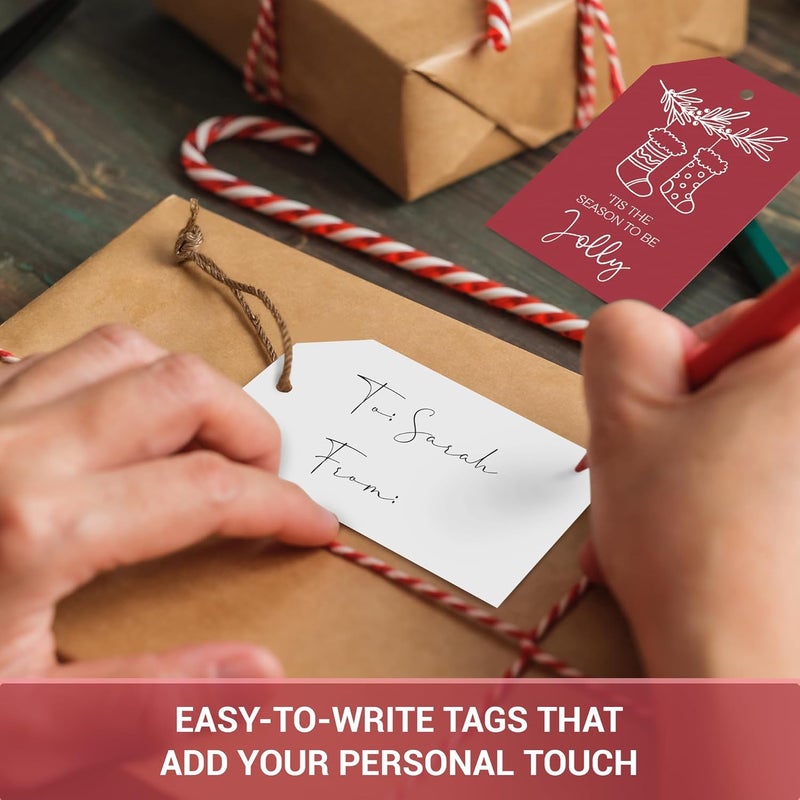 AUDREE 48 Pcs Christmas Gift Tags with String - Funny Holiday Gift Tags for Xmas Presents - Christmas Name Tags for Gifts - Hanging Labels Decoration Xmas Winter Holiday Present DIY Crafts - Image 3